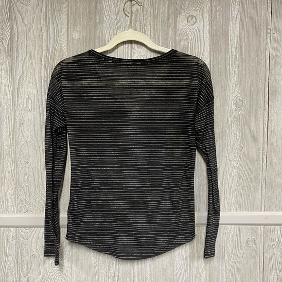 Black & Silver Express Sheer Long Sleeve Shirt Size XS EUC - Picture 2 of 5